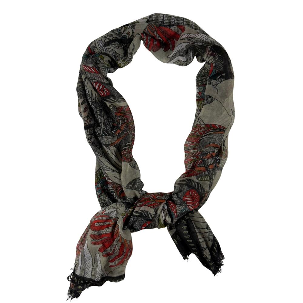 Parrot Scarf Lightweight Wrap 80x35 Fringe